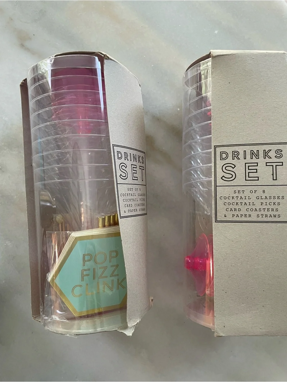 Drinks Set Cocktail Glasses & Picks - Pink -